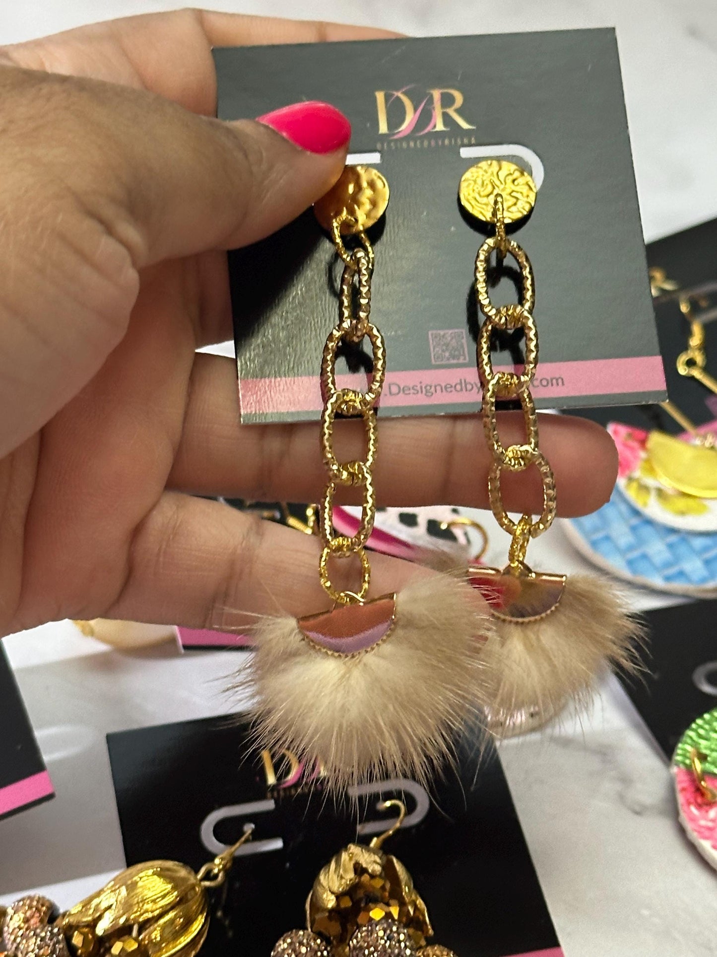 Fur Statement Earrings, Brown Earrings, Mothers Day Jewelry, Gold Earrings, Trendy Earrings, Dangle Earrings, Long Earrings Dangle Earrings