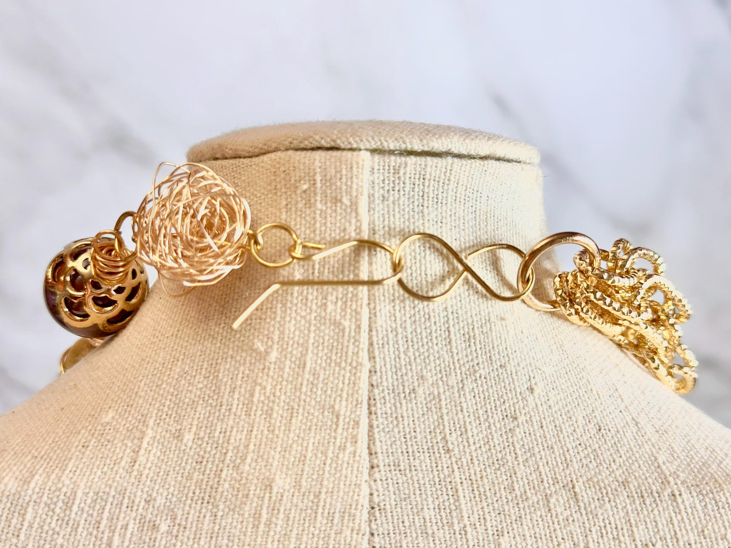 Gold Chain Link Leaf Pendant Statement Necklace Fashionable Necklace Gift Handmade Jewelry Unique Design Necklace Mothers Day Spring