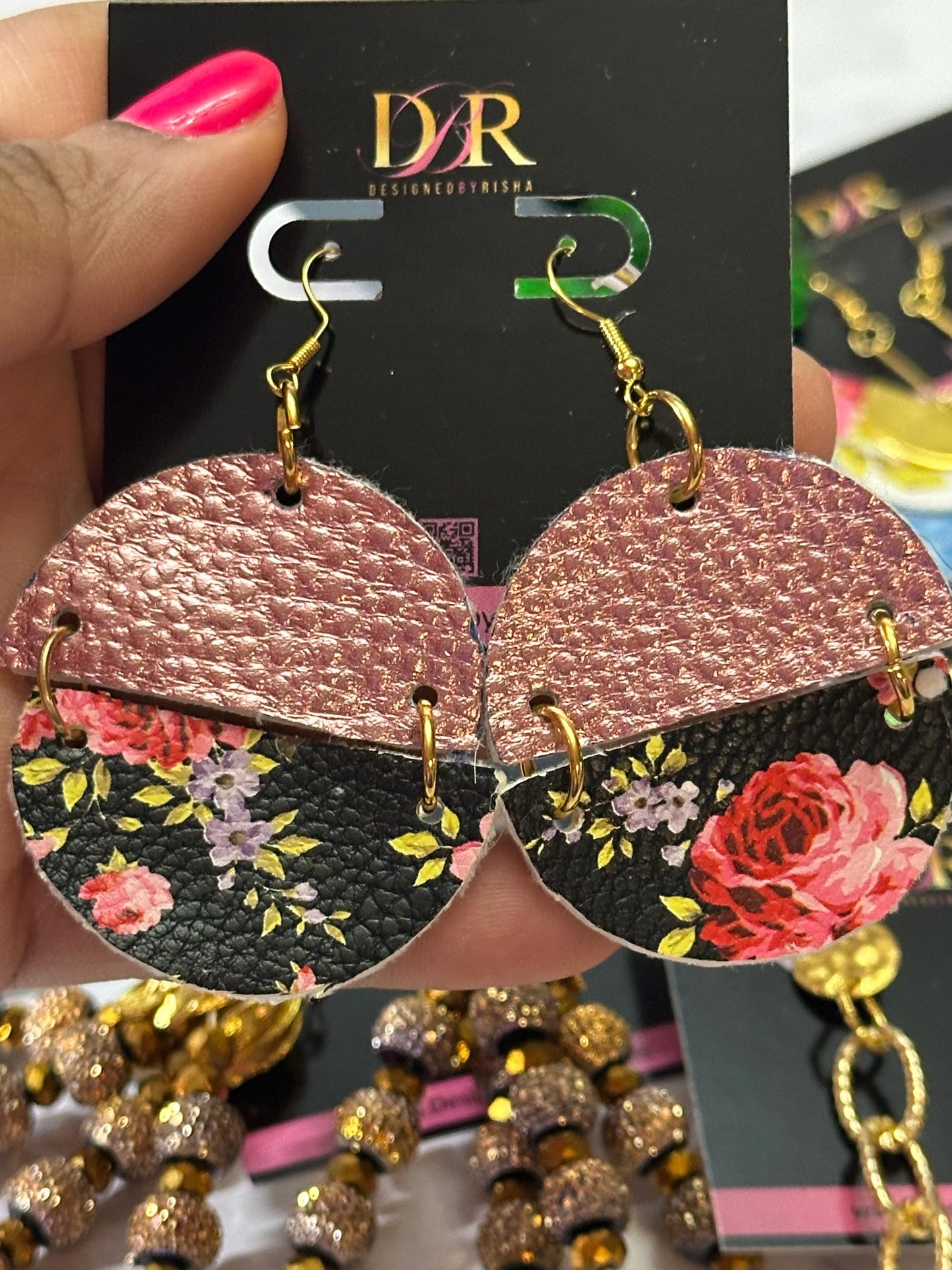 Lightweight Faux Leather Floral Earrings – Handmade Summer Statement Earrings for Women - Everyday Earrings