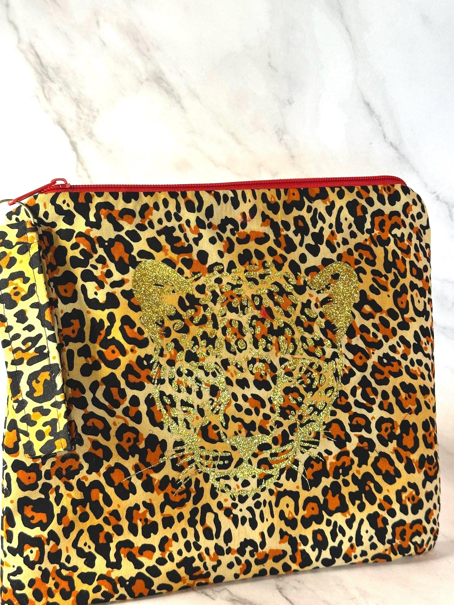 Leopard Makeup Bag,Animal Print, Oversized Clutch, Makeup Bag Makeup Pouch, Travel Bag Clutch, Wristlet, Gift for Her, Christmas Gift