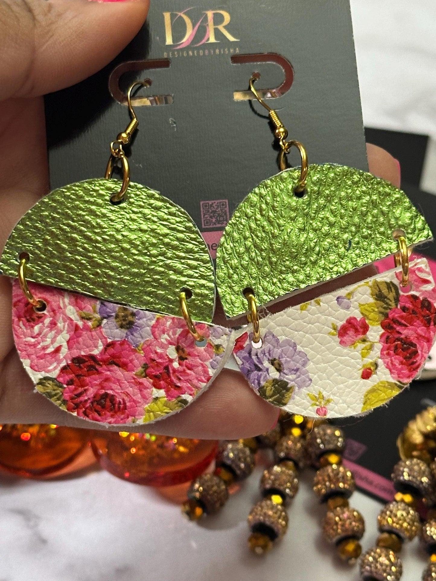 Lightweight Faux Leather Floral Earrings – Handmade Summer Statement Earrings for Women - Everyday Earrings