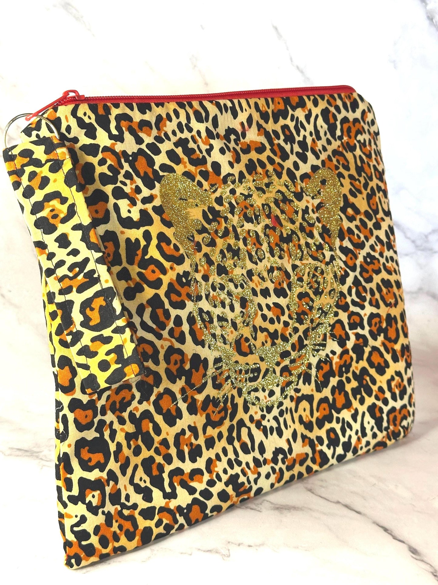 Leopard Makeup Bag,Animal Print, Oversized Clutch, Makeup Bag Makeup Pouch, Travel Bag Clutch, Wristlet, Gift for Her, Christmas Gift