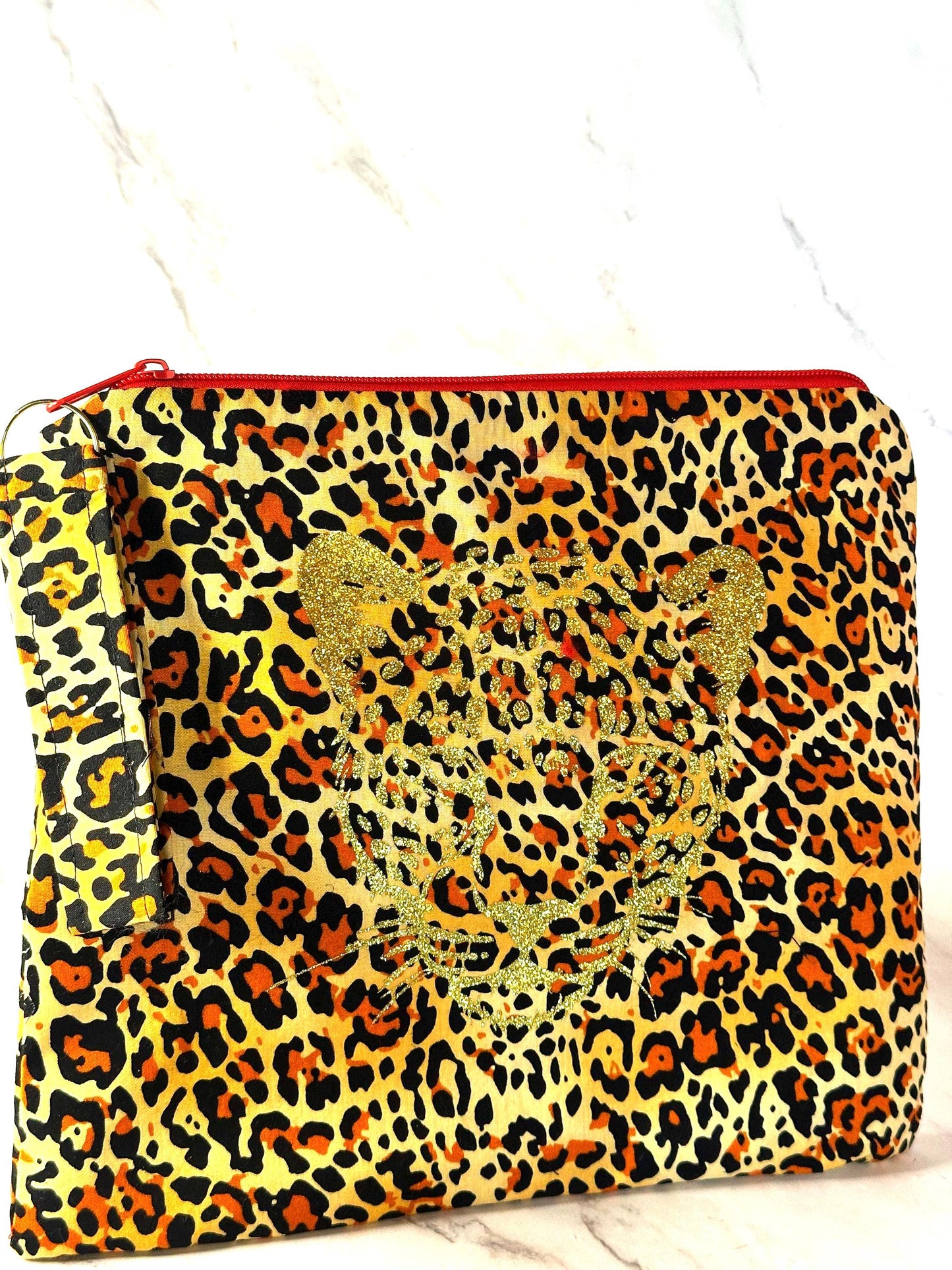 Leopard Makeup Bag,Animal Print, Oversized Clutch, Makeup Bag Makeup Pouch, Travel Bag Clutch, Wristlet, Gift for Her, Christmas Gift