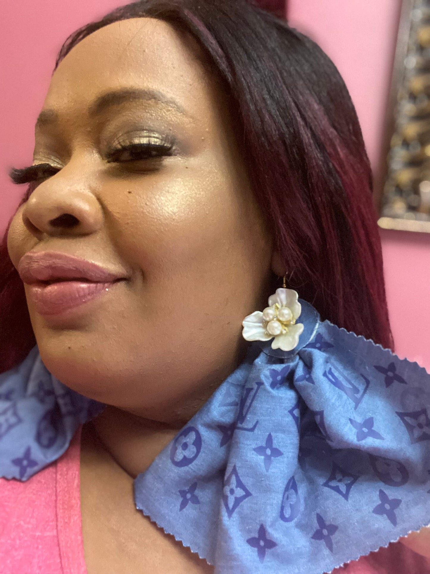 Handmade Earrings, Denim Earrings, Fabric Earrings, Pearl Embellished Earrings, Trendy Earrings, Pearl Earrings, Fashion Earrings, Stylish