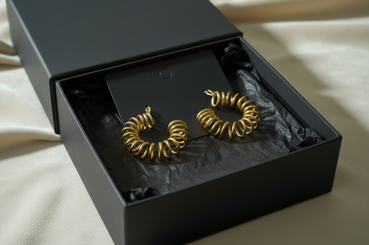Chunky Gold Spiral Hoop Earrings – Handmade Wire Wrapped Statement Hoops