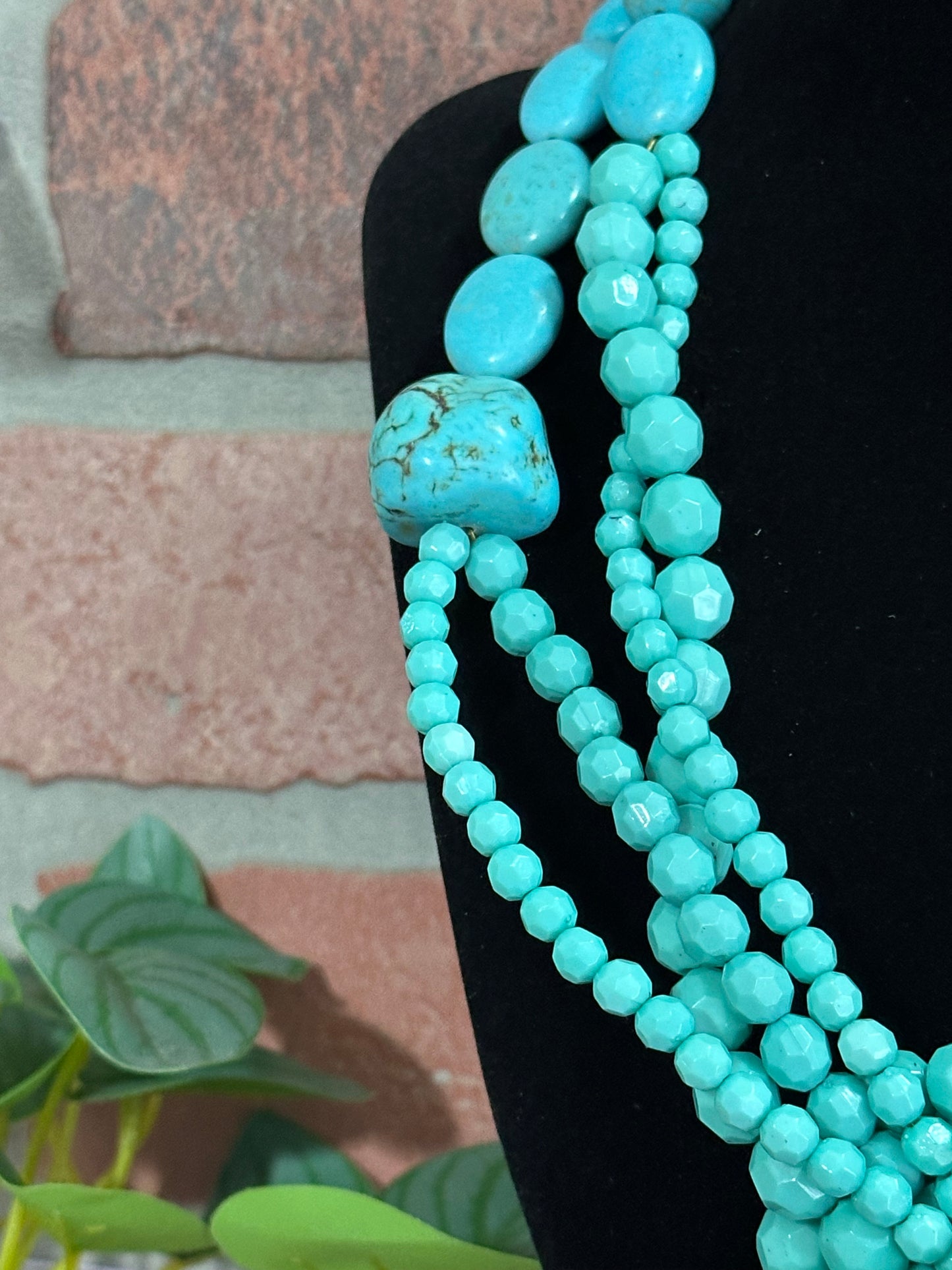 Blue Statement Necklace Blue Beaded Choker Necklace Fashionable Layered Multi Strand Necklace Gift For Her Handmade Jewelry