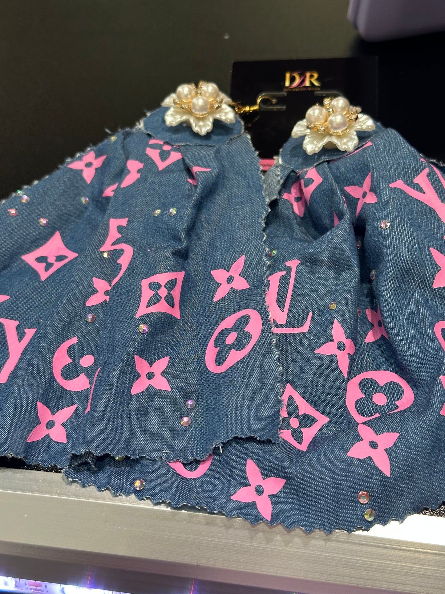 Handmade Earrings, Denim Earrings, Fabric Earrings, Pearl Embellished Earrings, Trendy Earrings, Pearl Earrings, Fashion Earrings, Stylish