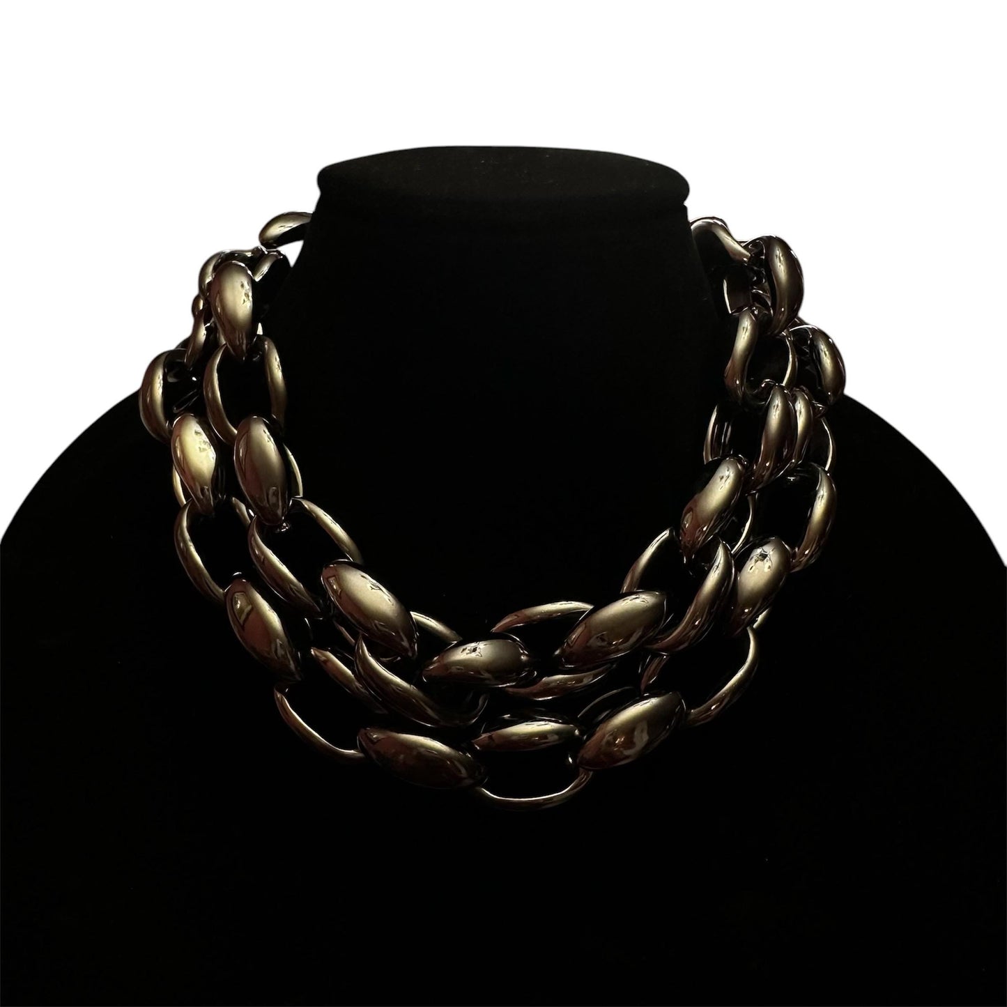 Chunky Chain Link Gunmetal Necklace Bold & Elegant Fashionable Chunky Long Necklace Gift For Her Handmade Jewelry Mother’s Day Layered Black