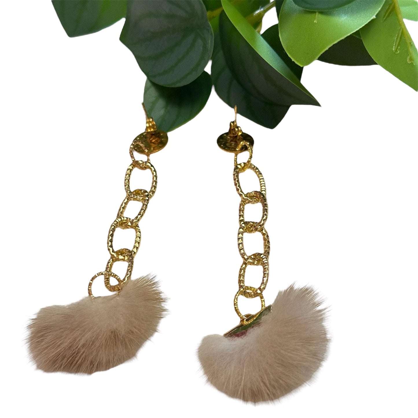 Fur Statement Earrings, Brown Earrings, Mothers Day Jewelry, Gold Earrings, Trendy Earrings, Dangle Earrings, Long Earrings Dangle Earrings