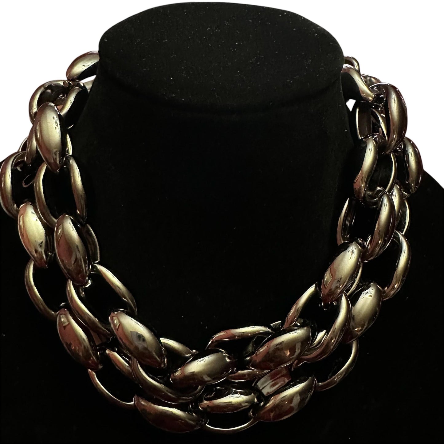 Chunky Chain Link Gunmetal Necklace Bold & Elegant Fashionable Chunky Long Necklace Gift For Her Handmade Jewelry Mother’s Day Layered Black