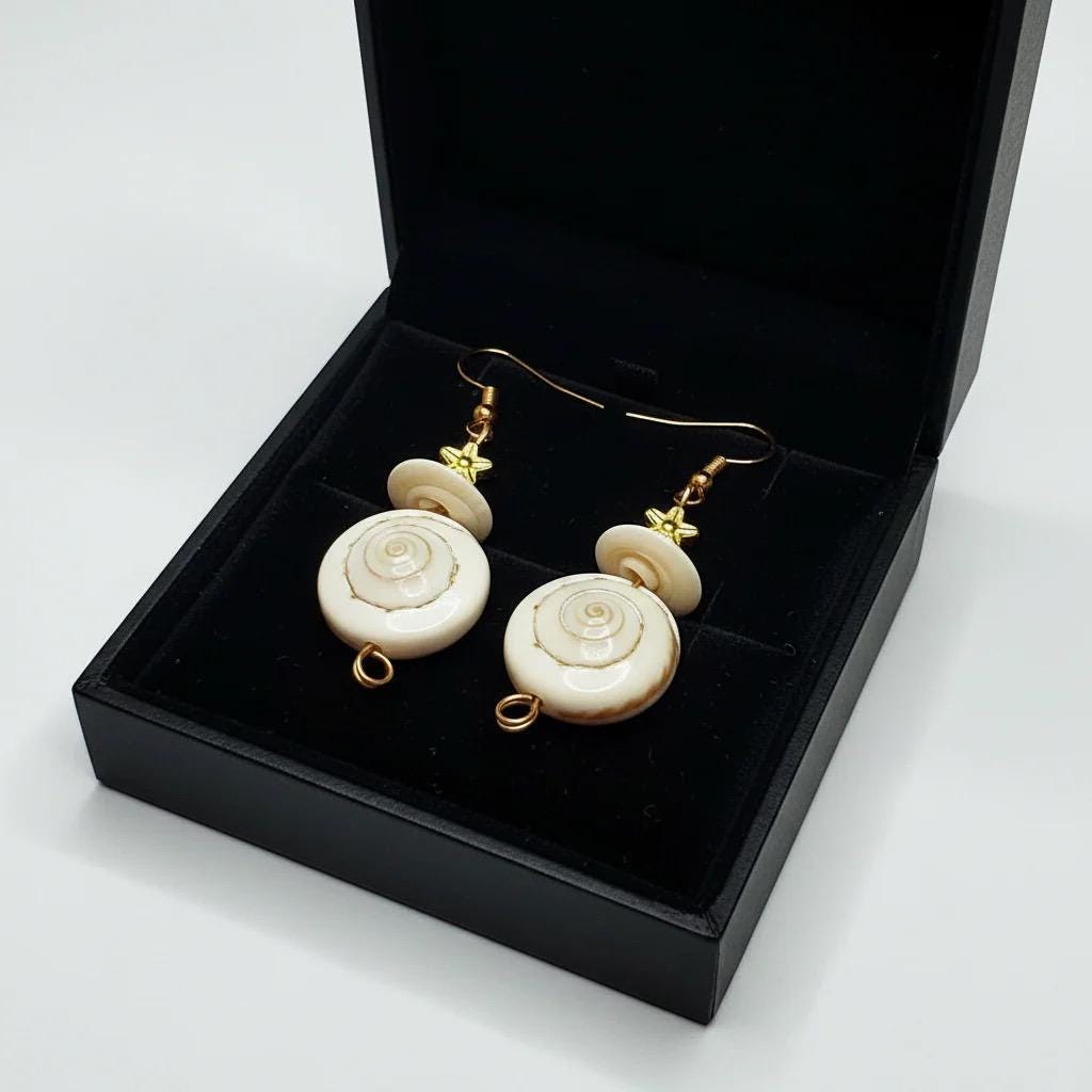 Natural Seashell Gold Dangle Everyday Earrings