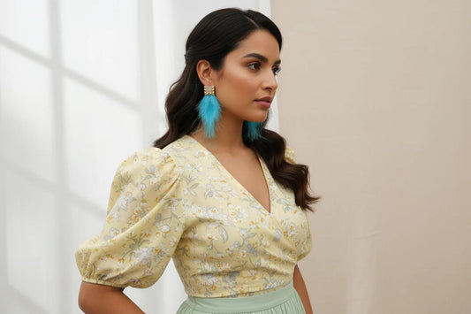 Blue Feather Earrings, Gold Stud Boho Statement, Lightweight Bridal Jewelry Gift for Her