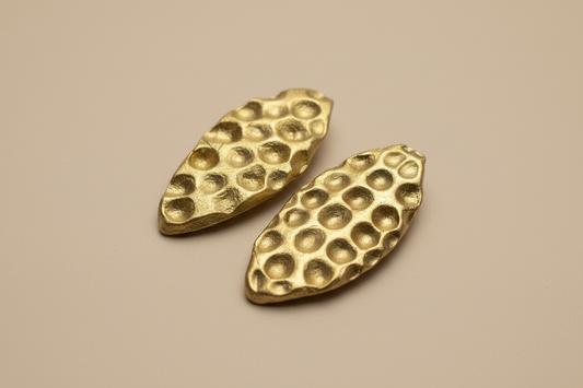 Gold Textured Clay Statement Earrings: Women’s Fashionable Trendy Jewelry