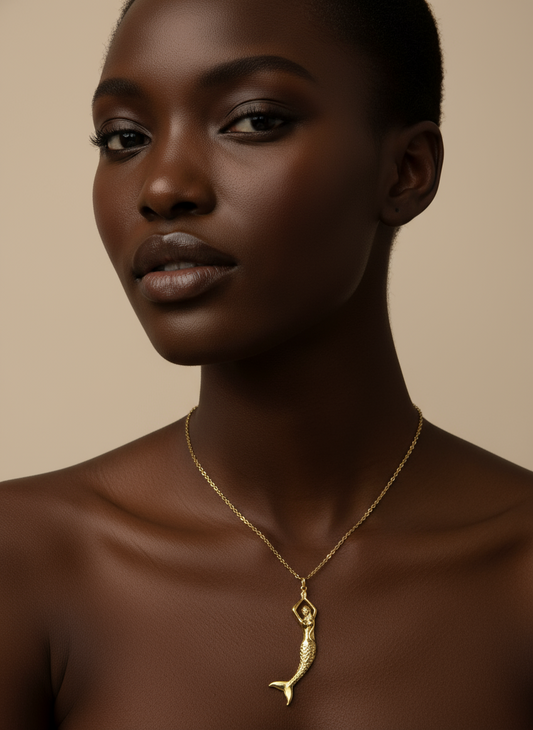 Gold Filled Mermaid Pendant Chain Necklace