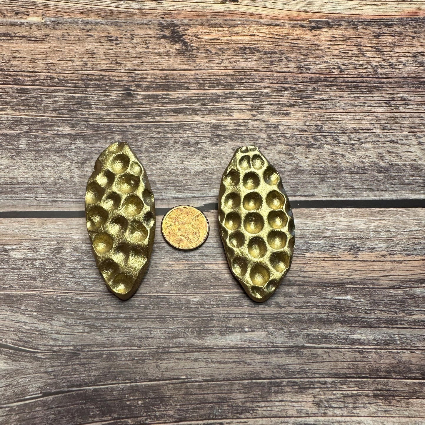 Gold Textured Clay Statement Earrings: Women’s Fashionable Trendy Jewelry