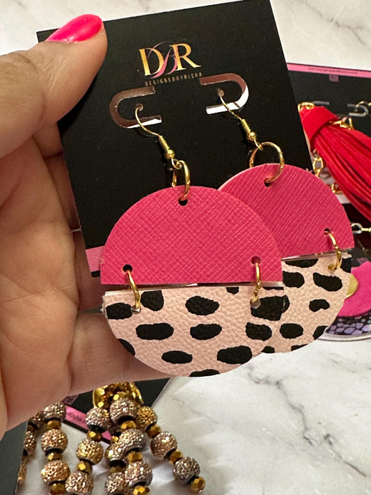 Lightweight Faux Leather Pink Earrings – Handmade Summer Statement Earrings for Women - Everyday Earrings