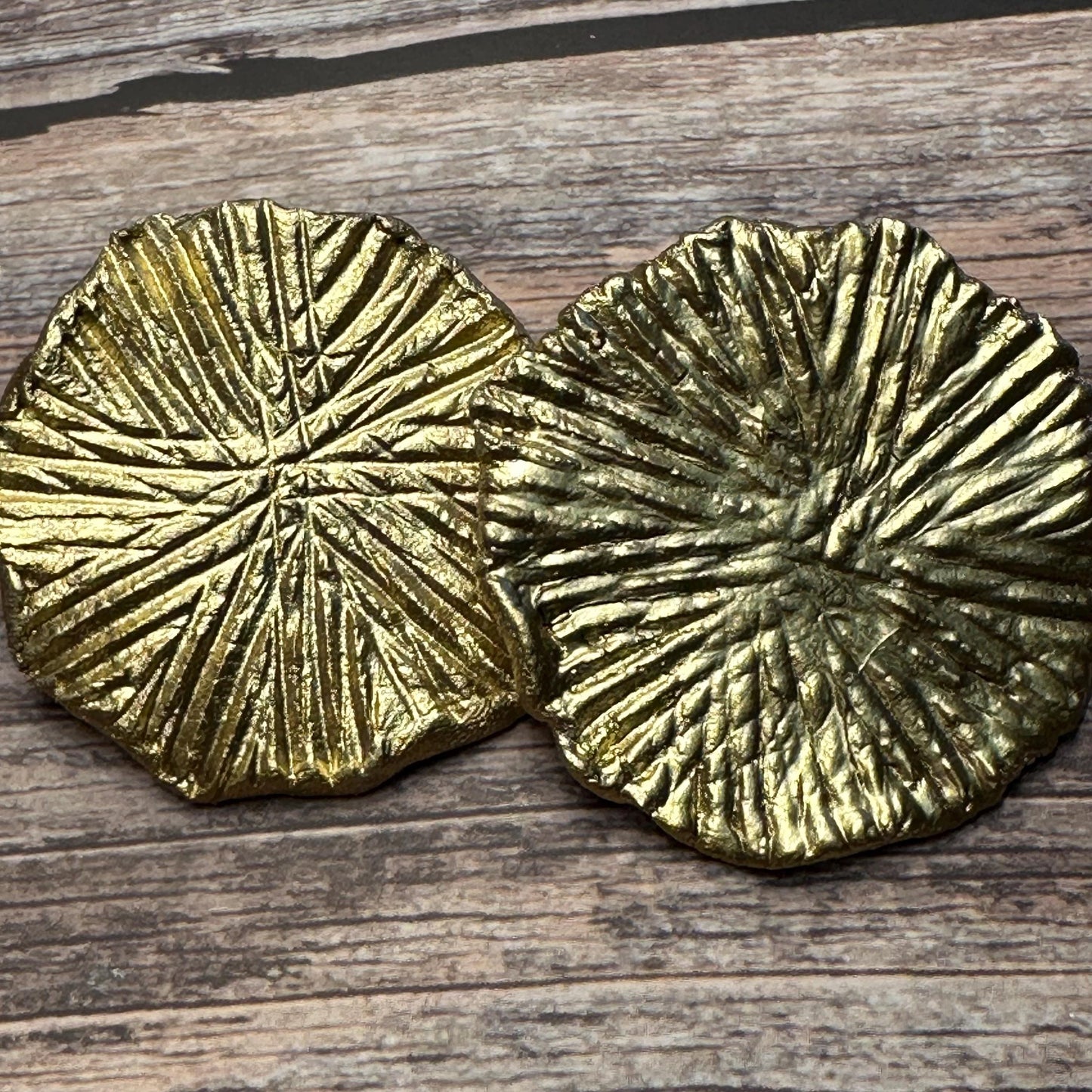 Gold Textured Statement Earrings: Lightweight Unique Clay Jewelry