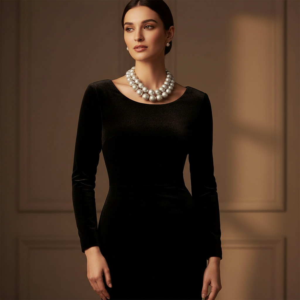 Silver Wood Beaded Necklace: Chunky Statement Jewelry, Gift for Women