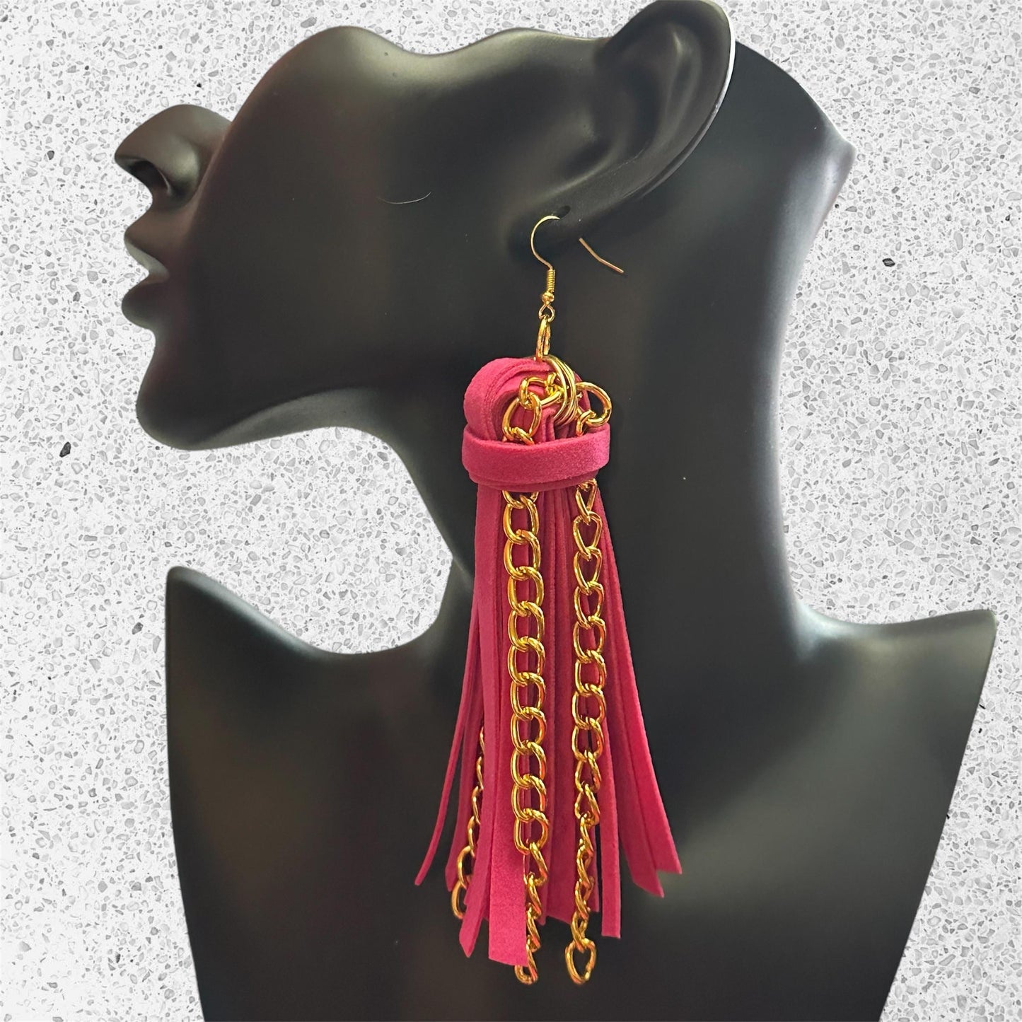 Velvet Tassel Chain Earrings | Long Dangle Statement Earrings | Boho Fringe Earrings | Lightweight Bold Earrings | Handmade Jewelry