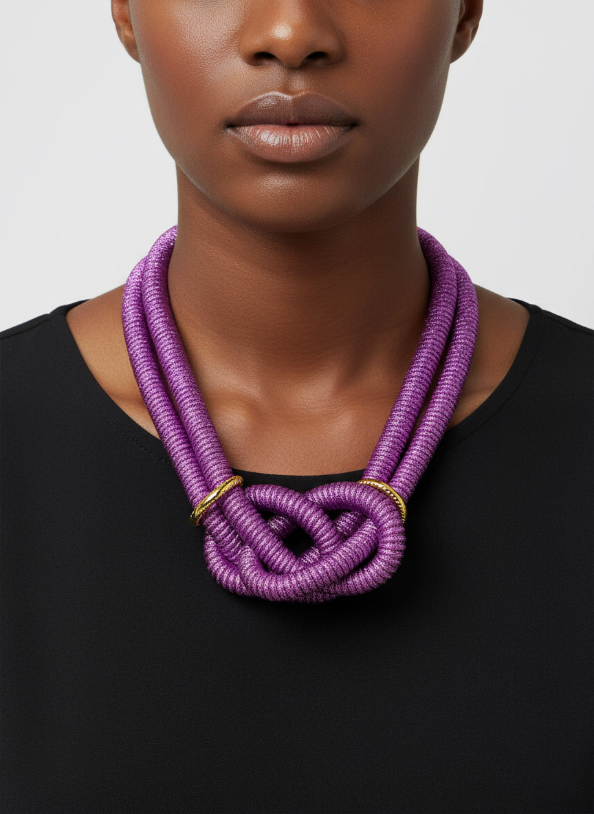 Purple Knot Chunky Necklace: Trendy Gift for Women