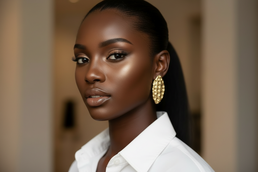 Gold Textured Clay Statement Earrings: Women’s Fashionable Trendy Jewelry