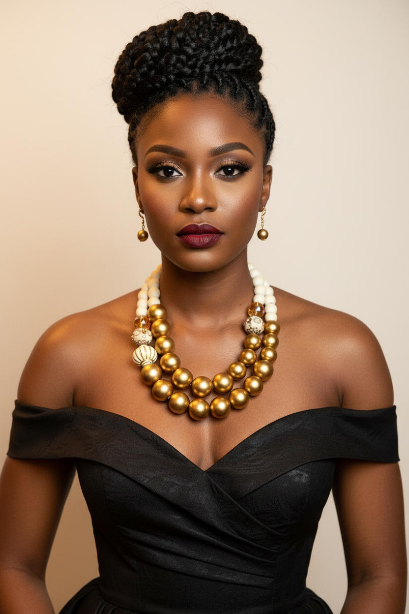 PREORDER Bold Gold Statement Necklace Set with Matching Earrings: Luxury Fashion Jewelry Gift