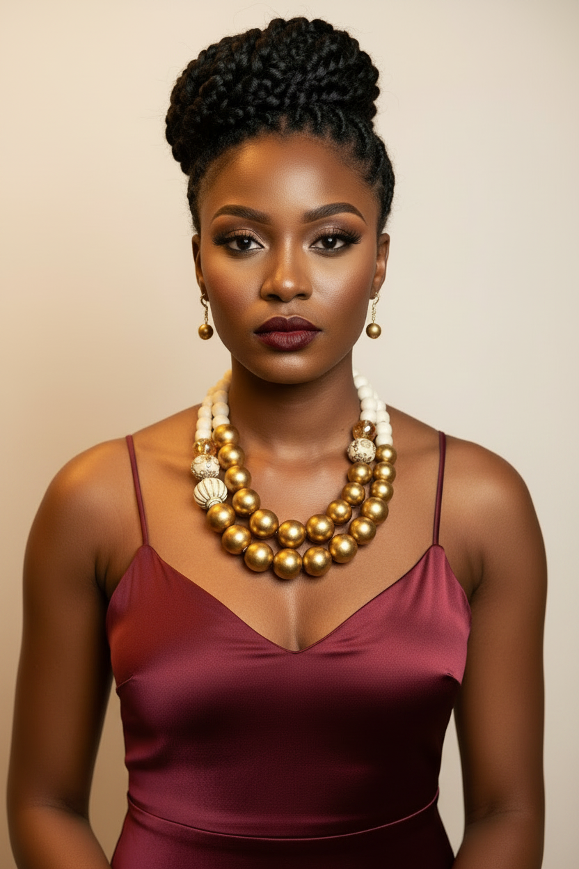 PREORDER Bold Gold Statement Necklace Set with Matching Earrings: Luxury Fashion Jewelry Gift