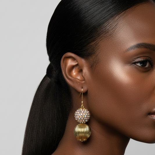 Luxury Crystal Drop Earrings | Gold Statement Earrings | Long Glam Dangle Jewelry