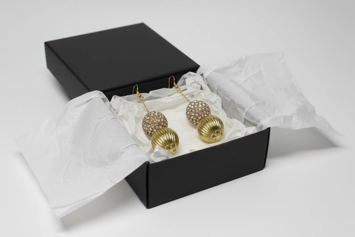 Luxury Crystal Drop Earrings | Gold Statement Earrings | Long Glam Dangle Jewelry