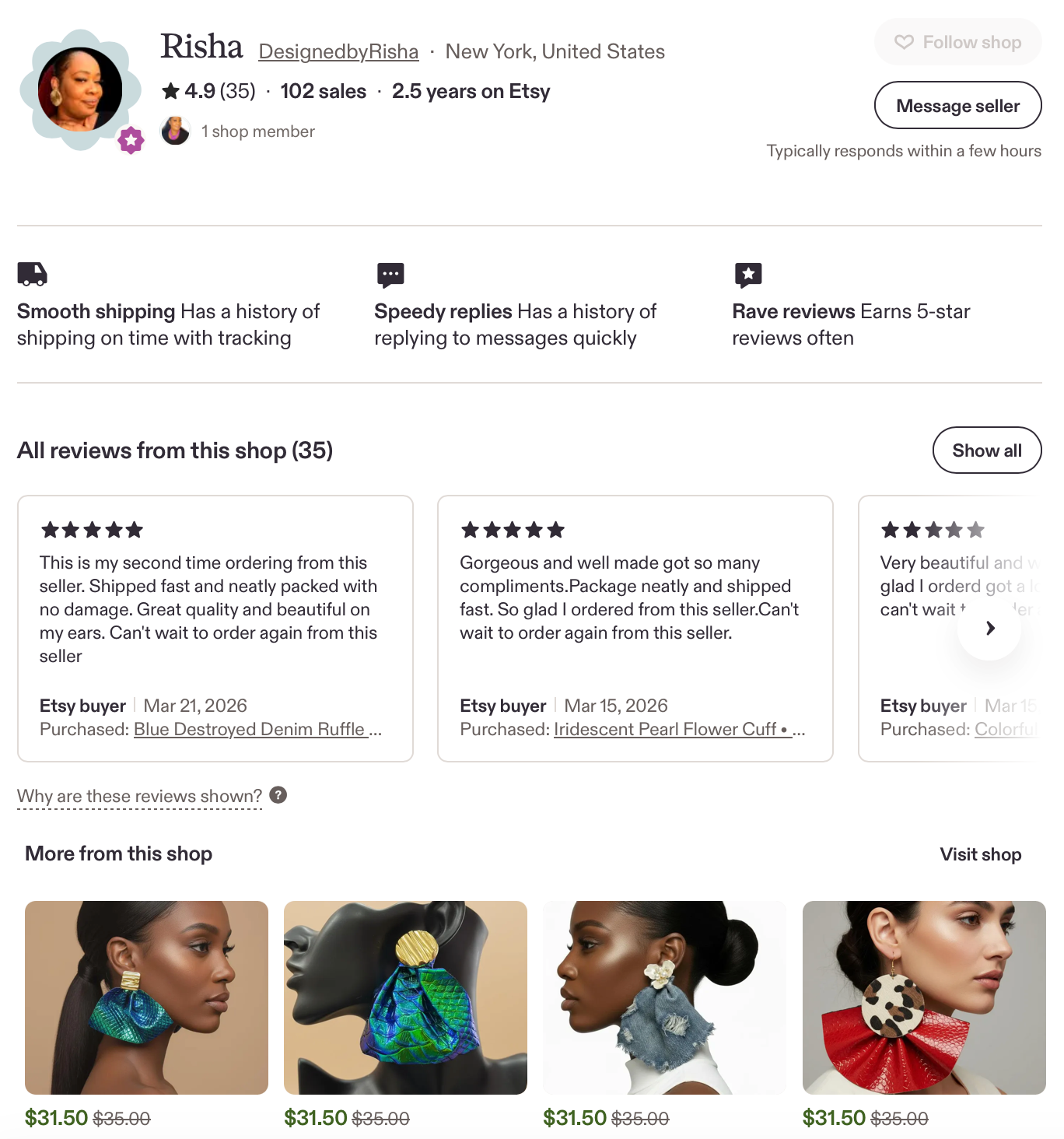 Blue Snakeskin Print Bold Long Statement Spring Earrings