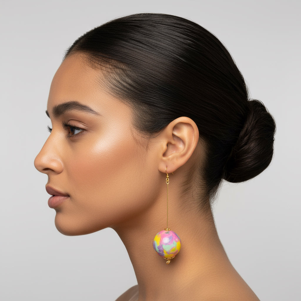 Tie Dye Statement Earrings: Lightweight Clay Colorful Jewelry