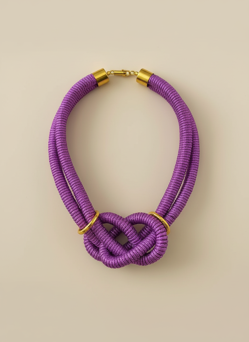 Purple Knot Chunky Necklace: Trendy Gift for Women