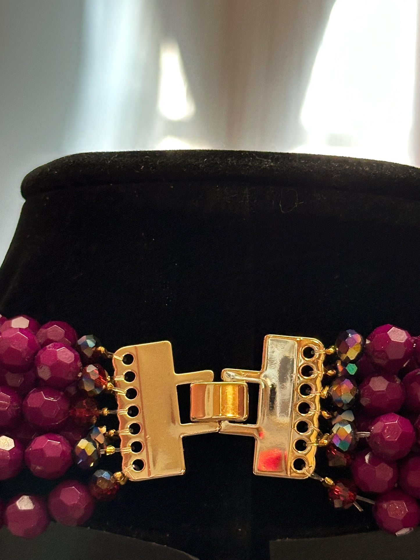 Orange & Purple Multi-strand Statement Necklace with Gold Starfish Charm