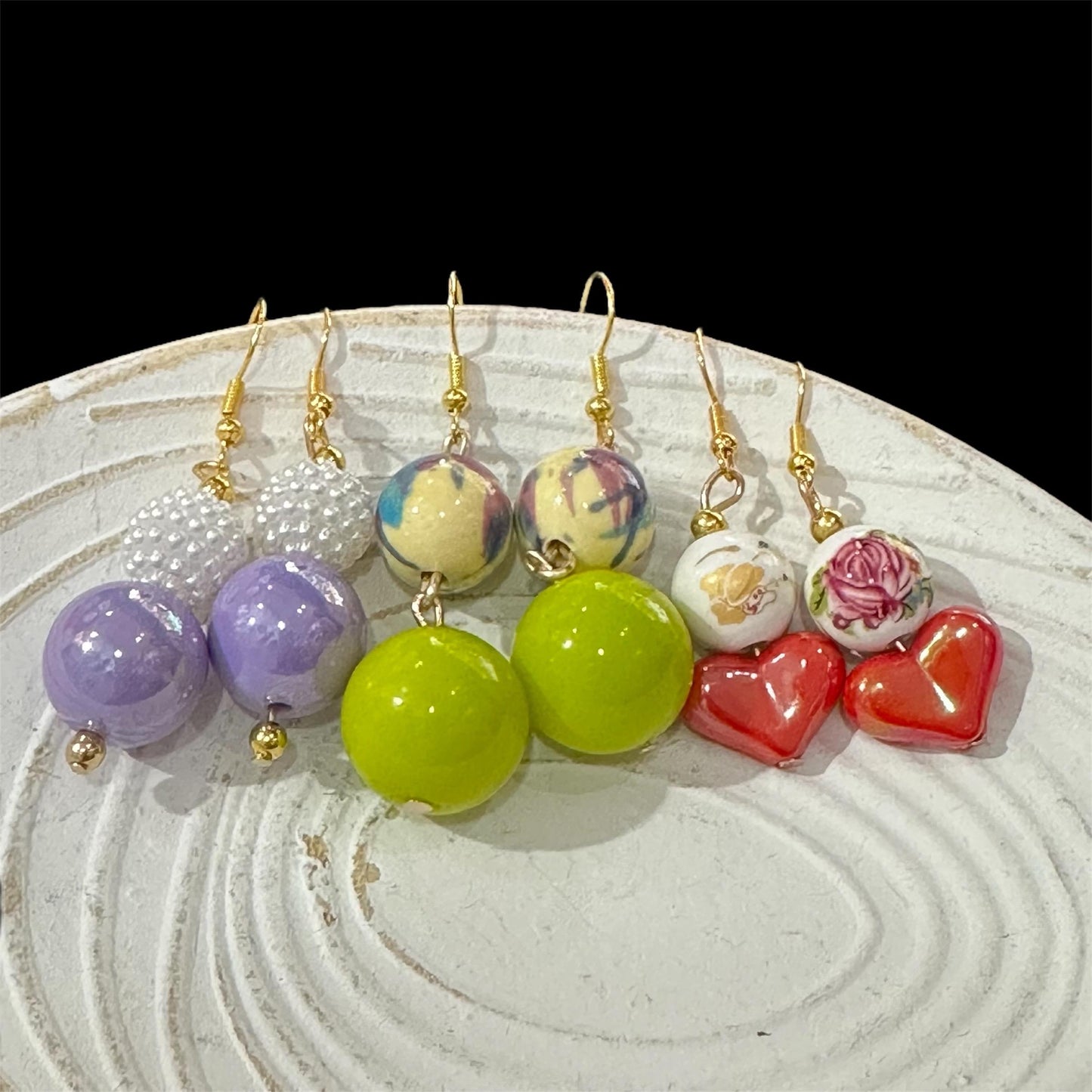 Green and Yellow Everyday Earrings: Boho Lightweight Dangles