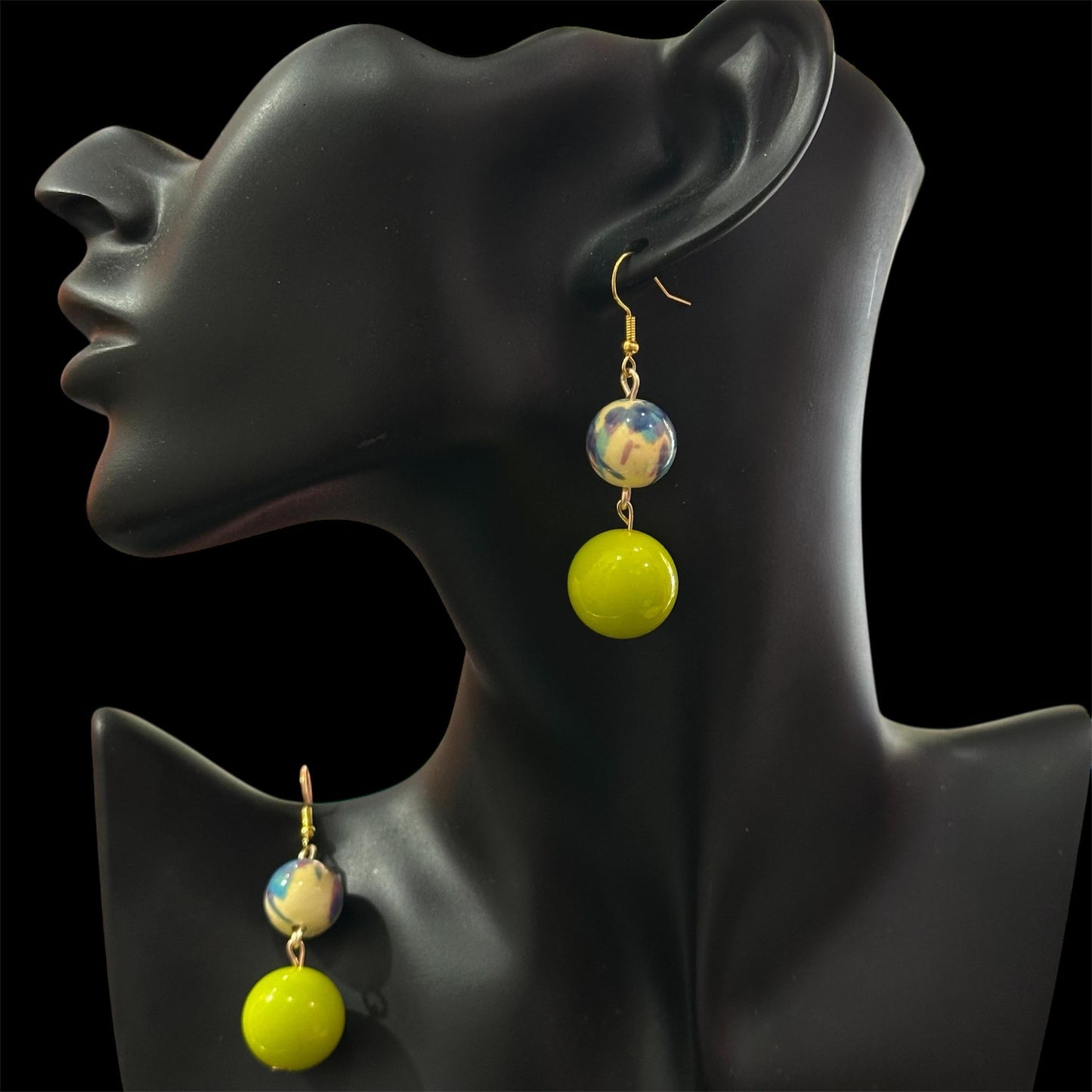 Green and Yellow Everyday Earrings: Boho Lightweight Dangles