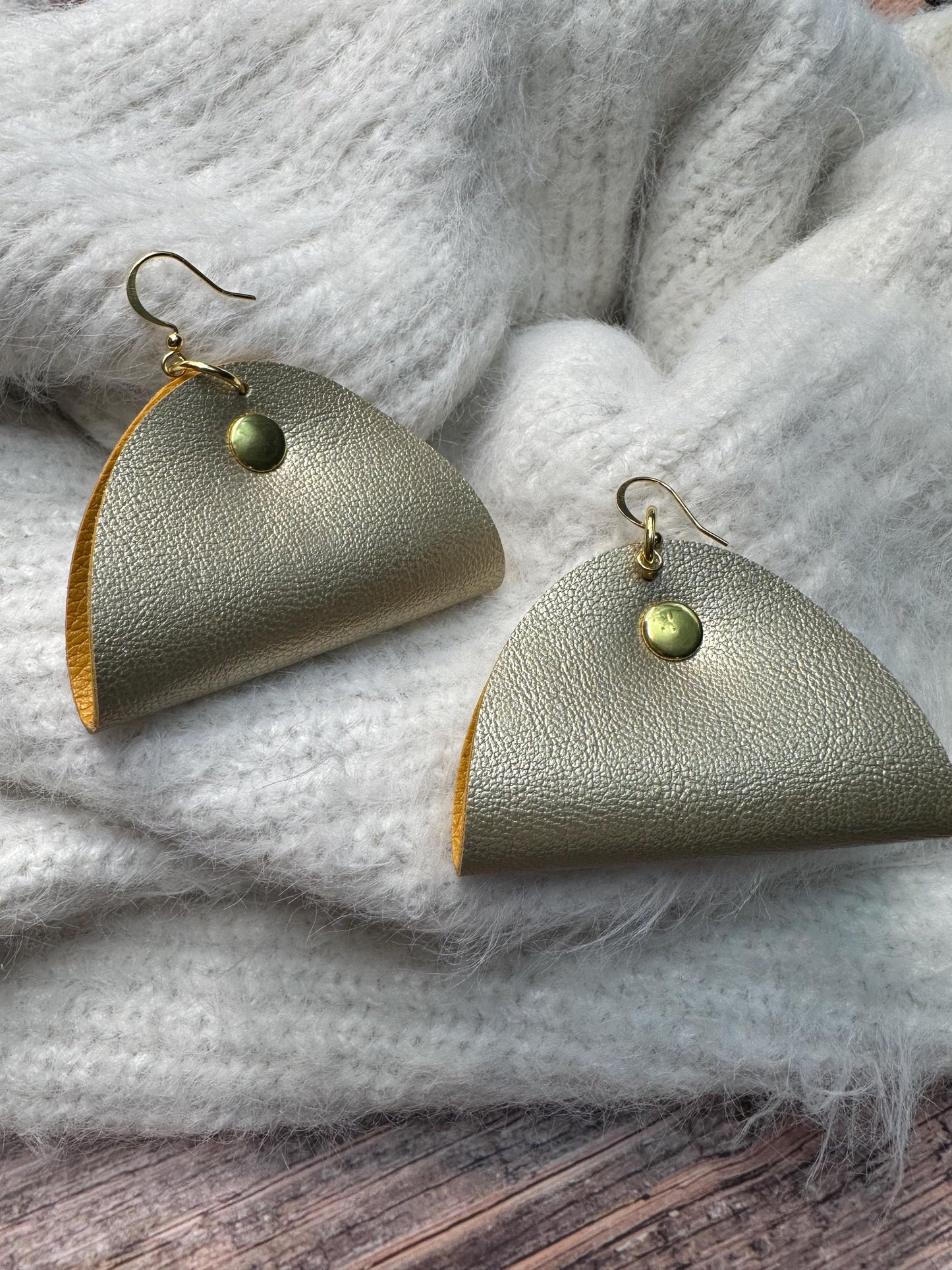 Gold Statement Leather Dangle Earrings: Lightweight Boho Jewelry