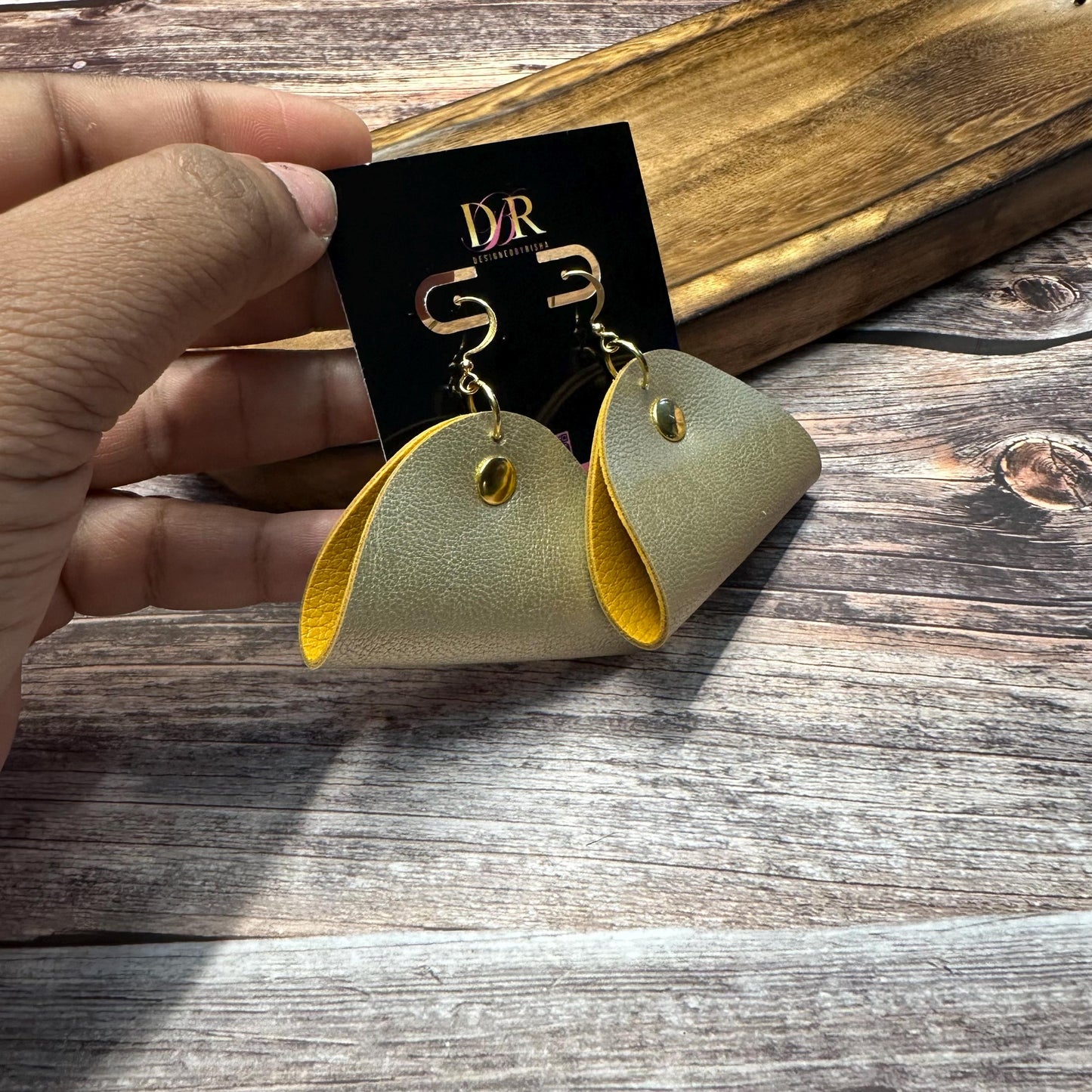 Gold Statement Leather Dangle Earrings: Lightweight Boho Jewelry