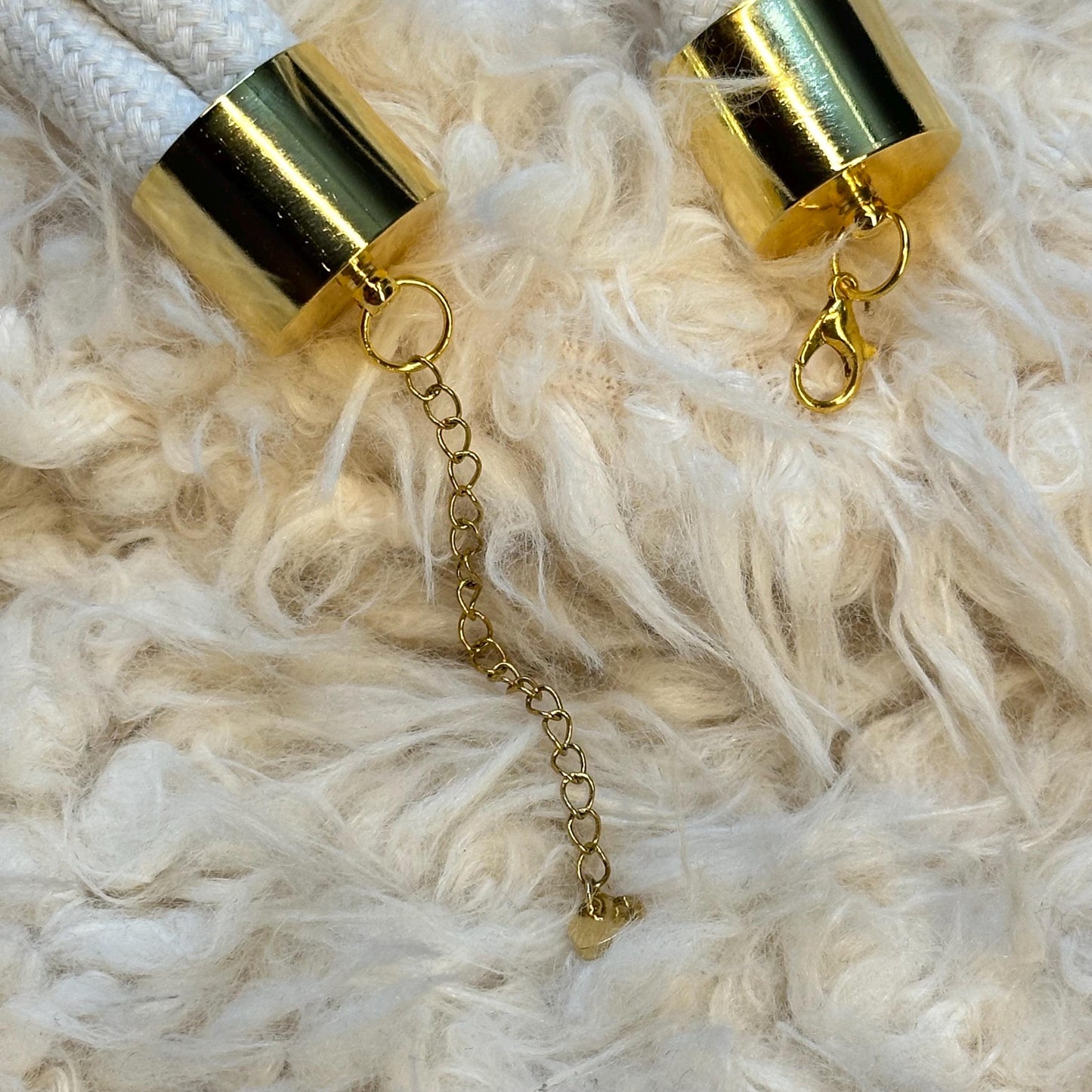 Chunky Natural Cord Boho Necklace: Tribal Knot Statement with Gold Pendant