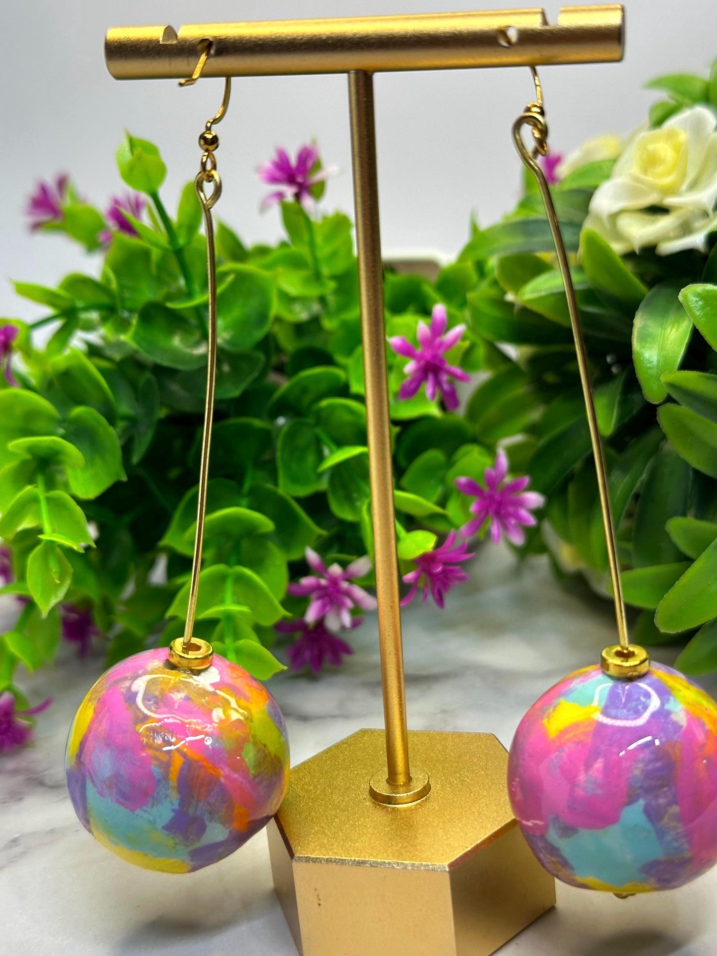 Colorful Statement Earrings: Lightweight Clay Dangle Jewelry