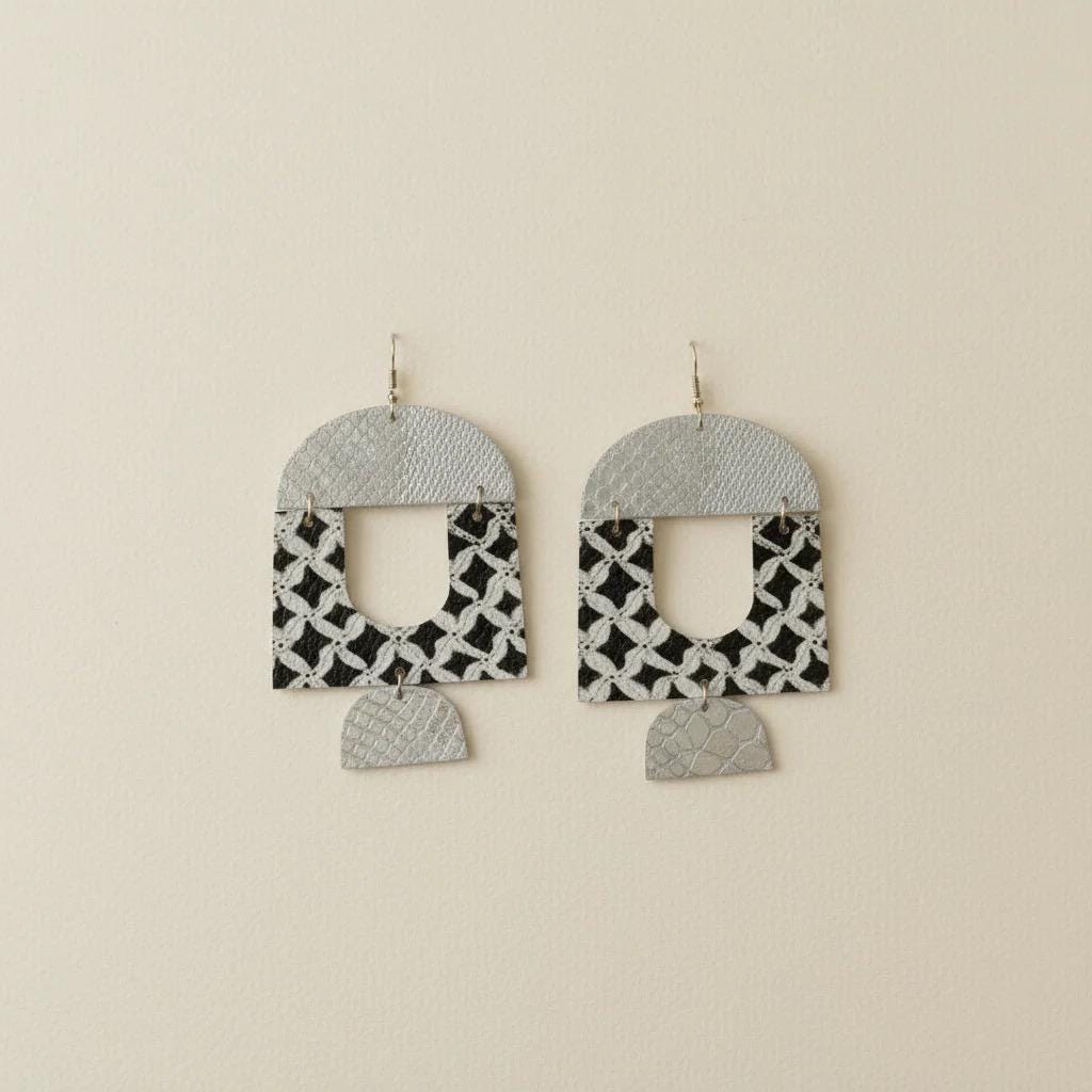 Silver Snakeskin Earrings: Geometric Statement Jewelry