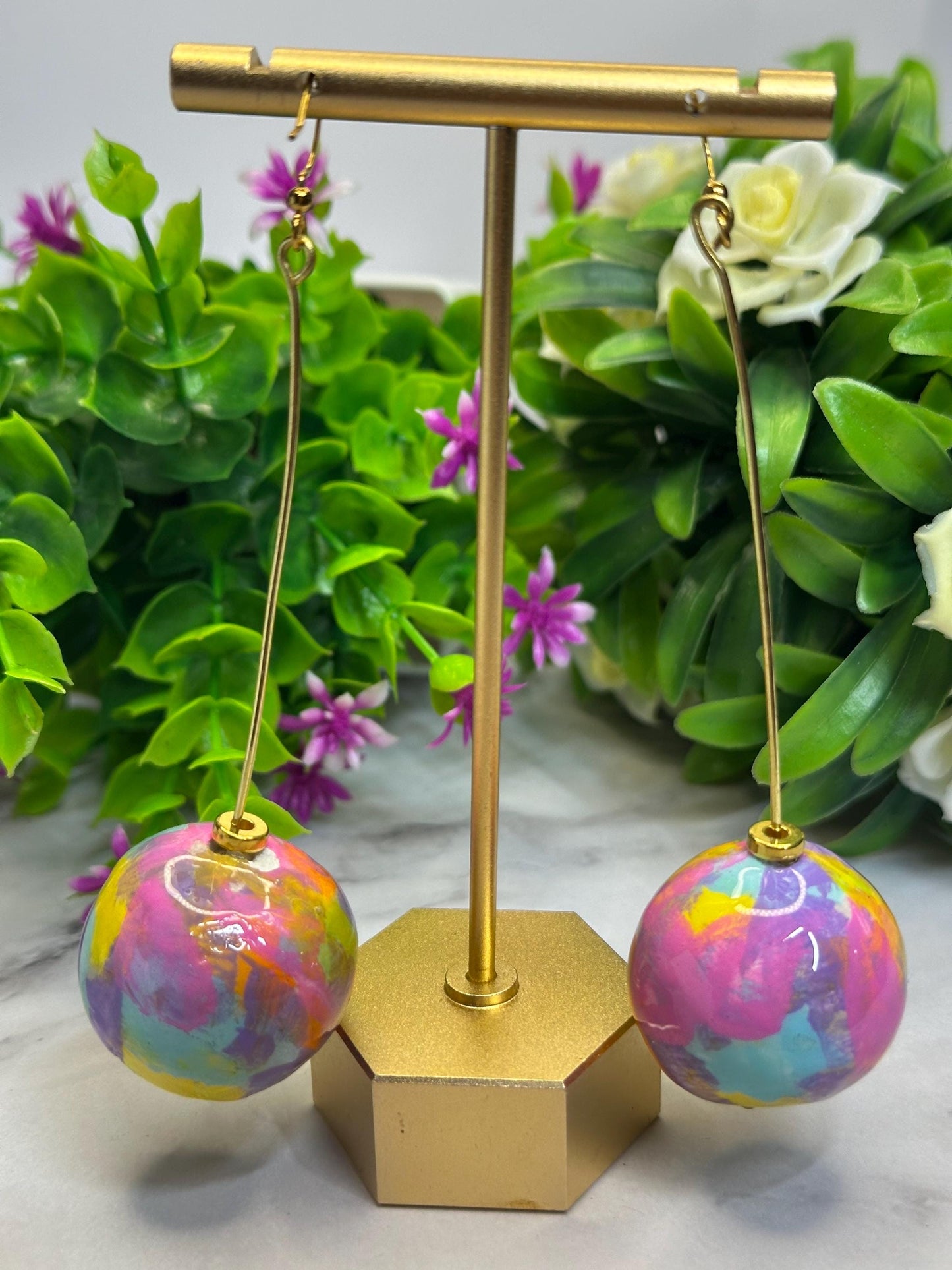 Colorful Statement Earrings: Lightweight Clay Dangle Jewelry
