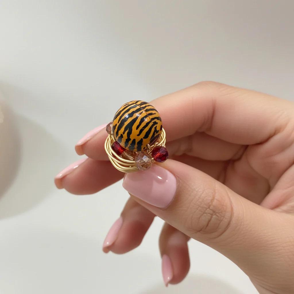 Zebra Bold Boho Ring: Gold Cocktail Ring