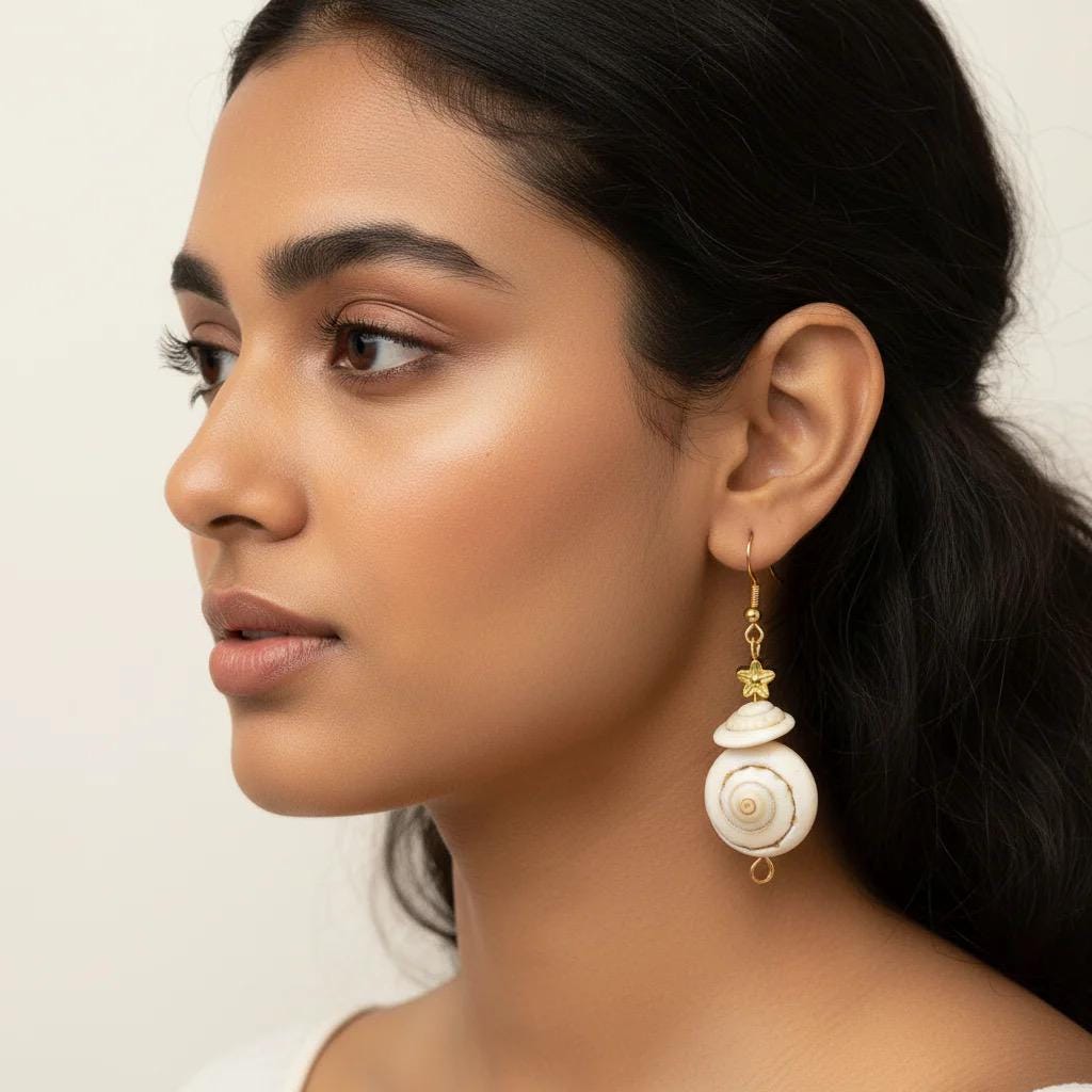 Natural Seashell Gold Dangle Everyday Earrings