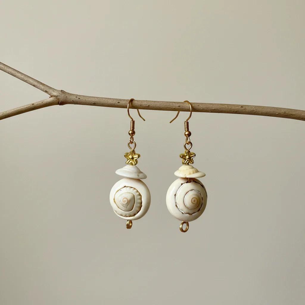 Natural Seashell Gold Dangle Everyday Earrings