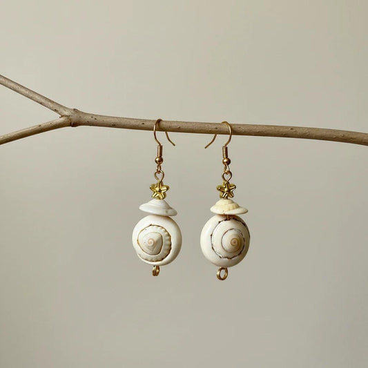 Natural Seashell Gold Dangle Everyday Earrings