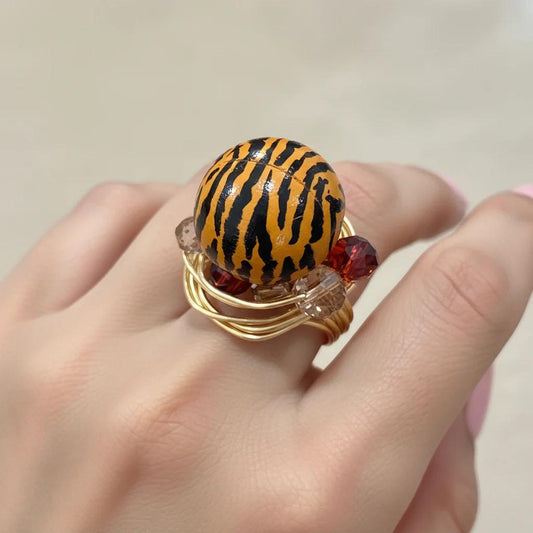 Zebra Bold Boho Ring: Gold Cocktail Ring