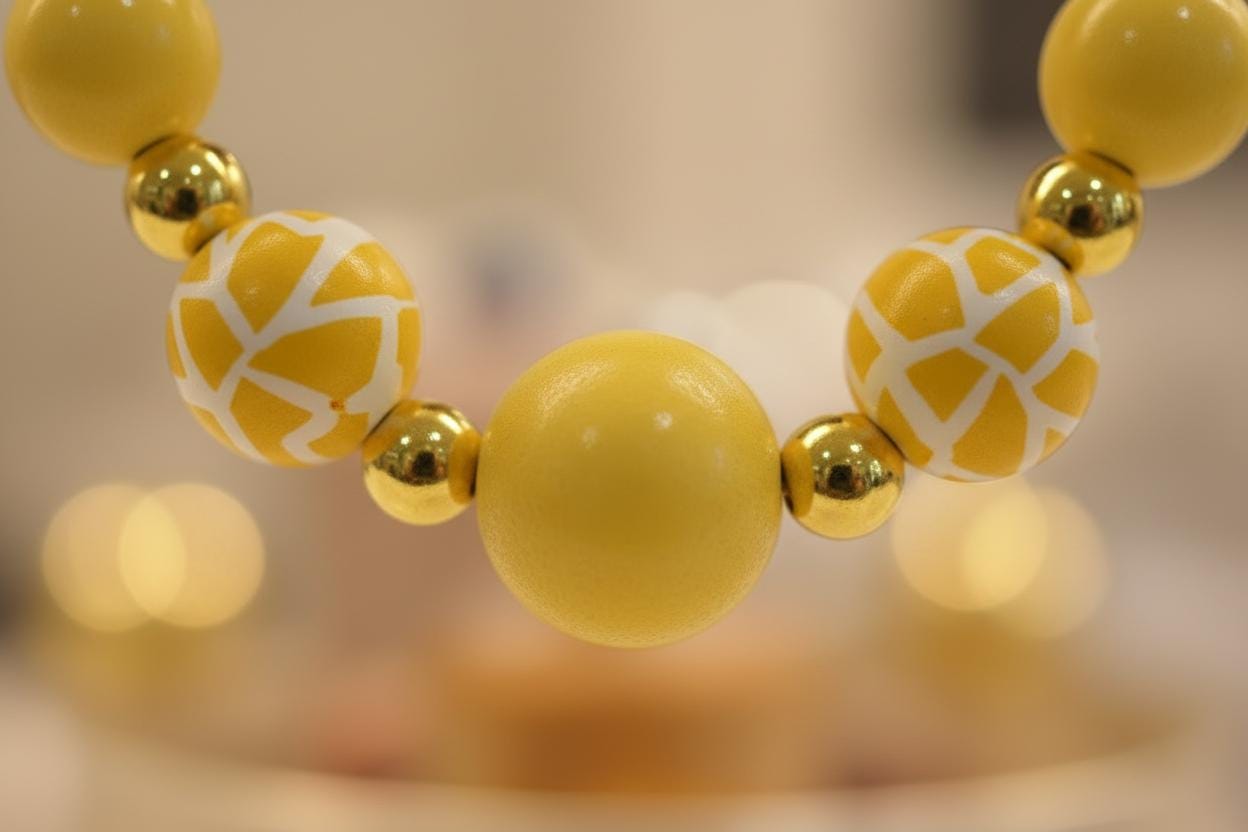 Boho Yellow Beaded Necklace, Long Statement Necklace for Women