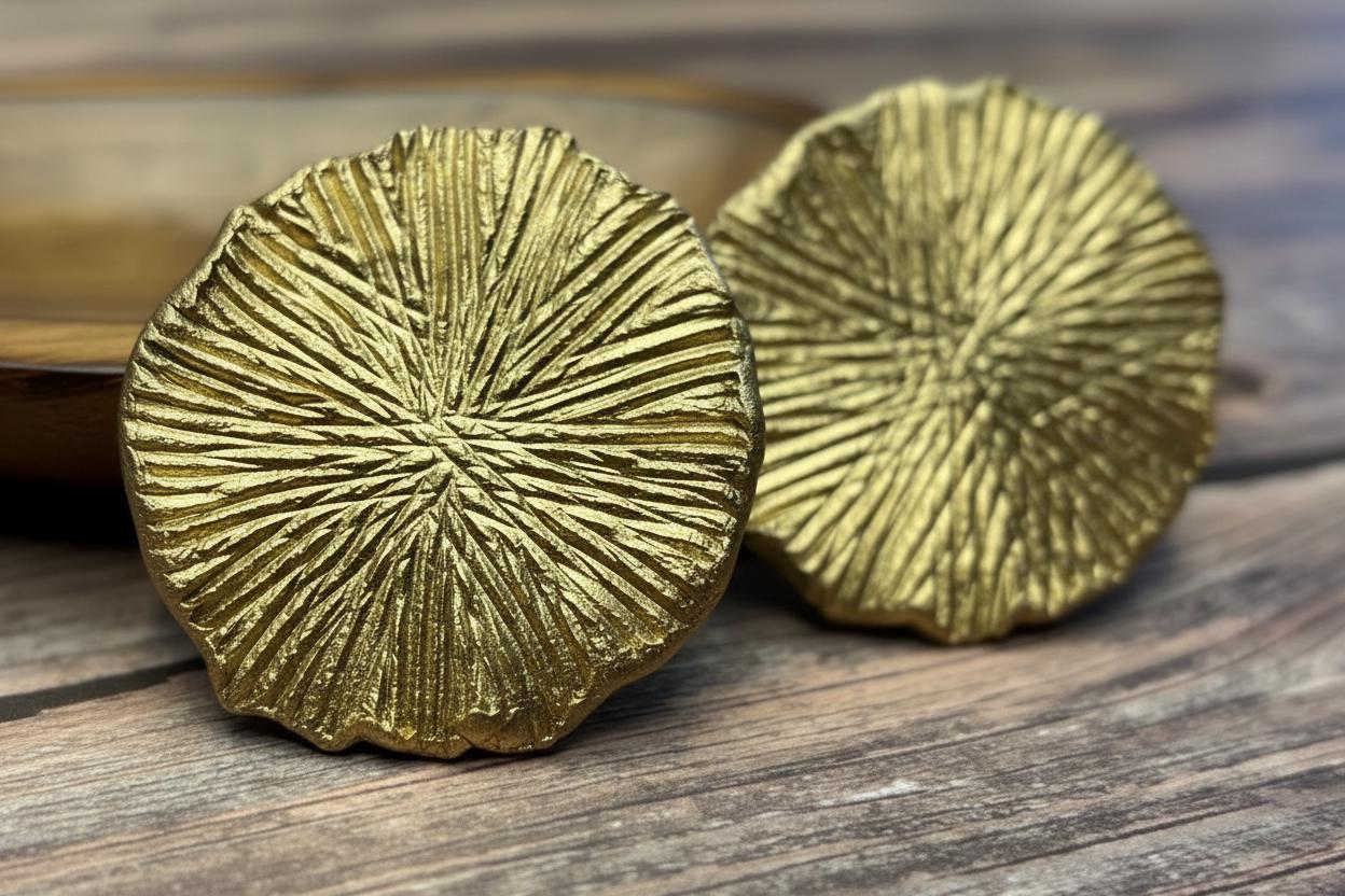 Gold Clay Textured Bold Earrings: Art Inspired Stud Earrings