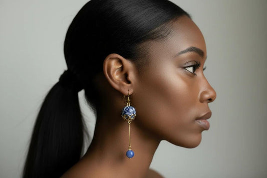 Blue Gold Dangle Long Beaded Earrings for Women: Fashion Statement Jewelry