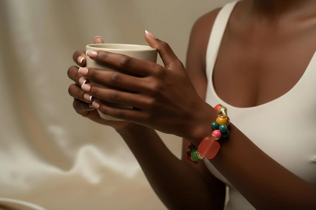 Chunky Multi Color Beaded Stretch Bracelet for Bold Spring Summer Style